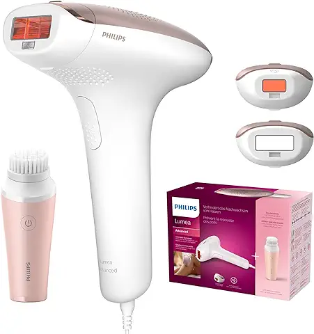 Philips Lumea Depiladora Luz Pulsada IPL Serie 7000, 2 accesorios para el cuerpo y la cara, minilimpiador facial VisaPure, con cable (BRI922/00)