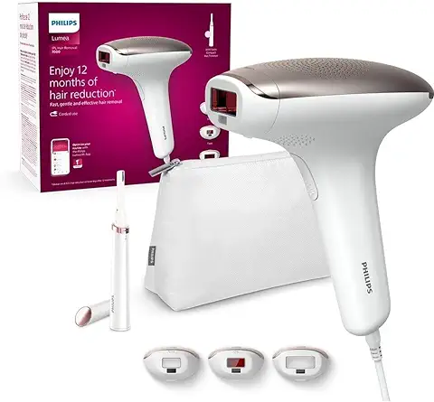 Philips Lumea Depiladora Luz Pulsada IPL Serie 7000, 3 Accesorios para el Cuerpo, la cara y la zona del Bikini, Lápiz Recortador Compacto Satén, con Cable (modelo BRI923/00)  