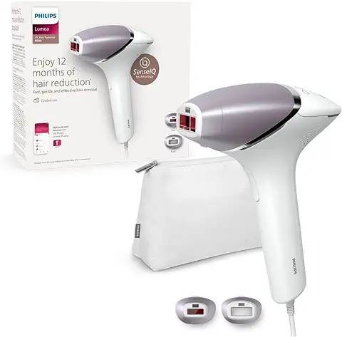 Philips Lumea Depiladora Luz Pulsada IPL Serie 8000 con Tecnología SenseIQ, 2 Accesorios para el Cuerpo y la Cara, con Cable (modelo BRI944/00)  