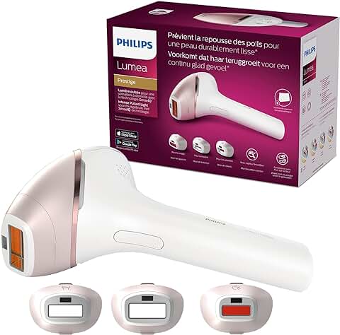 Philips Lumea Prestige IPL BRI959 – Depilación Inalámbrica Basada en luz para una piel Suave y Duradera, Incluye 4 Cabezales Especiales para Cuerpo, Cara, zona del Bikini y Axilas  