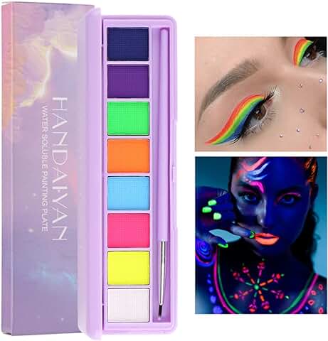 Pintura Corporal Facial, 8 Colores Paleta de Pintura Corporal Facial Paleta de Maquillaje Luminosa Soluble en agua Acabado mate Fiesta de Halloween Festival Pintura de Maquillaje (#01)  