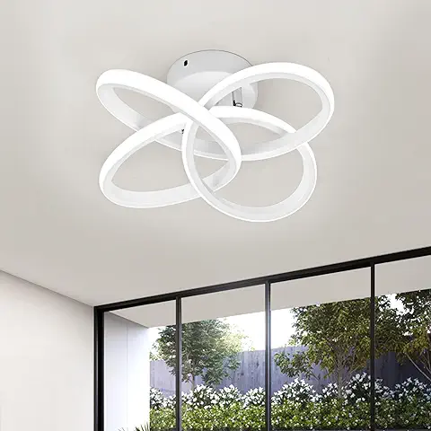 Plafon Led Techo,36W Moderna Lámpara de Techo,Diseño Flor Luz de Techo,3900LM Blanco Frío 6000K Plafones Techo,lamparas Techo Para Comedor Corredor Baño Cocina Dormitorio Pasillo,Dia 31cm Blanca  