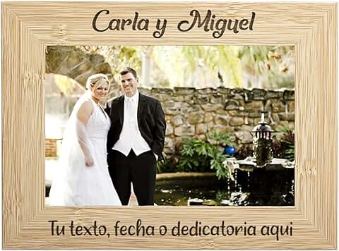 Planetacase Marco Boda para Parejas de Novios Personalizado Con Foto y Texto - Marcos De Madera Fotos 10x15 para Regalo de Bodas  