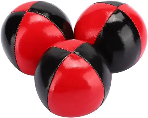 PLAYZOCO 3 Pelotas de Malabares de 63 mm, Set de 3 Pelotas Malabares con Bolsa de Transporte Roja, Fácil Agarre, Revestimiento Impermeable y Acolchado Ecológico, Apto para Niños y Adultos, Rojo-Negro  