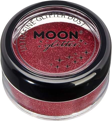 Polvo de Brillantina Ultrafino Clásico por Moon Glitter – 100% Brillo Cosmético para la Cara, Cuerpo, Uñas, Cabello y Labios - 5g - Rojo  