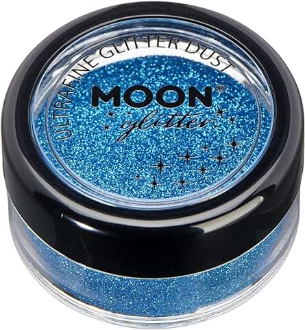 Polvo de Brillantina Ultrafino Clásico por Moon Glitter – 100% Brillo Cosmético para la Cara, Cuerpo, Uñas, Cabello y Labios - 5g - Azul  