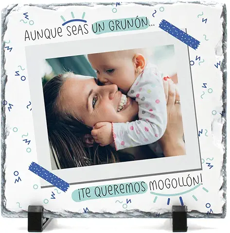 Portafotos Pizarra para Papá Personalizado con Foto | Regalo Día del Padre | Portafotos 19x19 cm, un Regalo Original y único | Diseño Aunque Seas un Gruñón.  