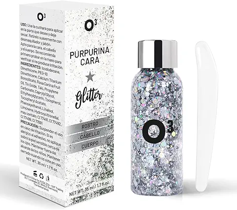 Purpurina Cara - Purpurina Gel para Cara, Cabello, Cuerpo - Purpurina Líquida para Maquillaje Festival, Gel Chunky Glitter Corporal ​para Purpurina Maquillaje, Brillantes (Plata)  