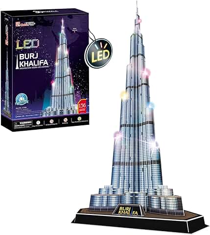 Puzzle 3D - Burj Khalifa Led | Puzzle 3D Regalo Niños 8 Años | Puzzle 3D Adultos Y Puzzle 3D Niños | Maquetas para Montar Niños | Maquetas para Construir Adultos | 136 Piezas  