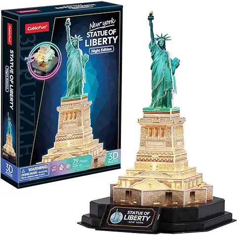 Puzzle 3D - Estatua de la Libertad LED | Puzzle 3D Regalo Niño 8 Años | Puzzle 3D Adultos Y Puzzle 3D Niños | Maquetas para Montar Niños | Maquetas para Construir Adultos | Puzzles 3D | 79 Piezas  