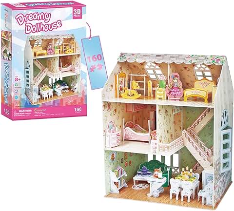 Puzzle 3D Niños - Dreamy Doll House | Casa de Muñecas 160 Piezas | 3D Puzzle 31,5 Cm | Puzle 3D Casita de Muñecas para Niñas | Puzzles 3D 8 Años o Más  