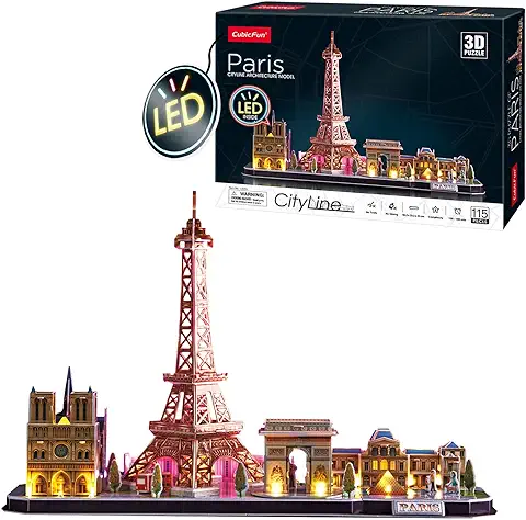 Puzzle 3D Paris Led - Puzzle 3D Adultos | Puzzle 3D Niños 8 Años o Más | Maquetas para Construir Adultos 115 Piezas | Puzle 3D Adulto y Niño | Puzzles 3D  