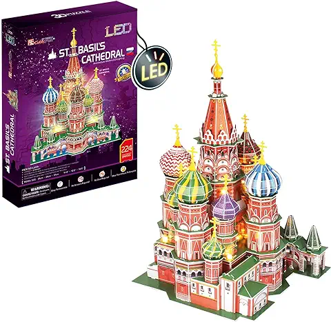 Puzzle 3D - San Basilio LED | Puzzle 3D Regalo Niños 8 Años | Puzzle 3D Adultos Y Puzzle 3D Niños | Maquetas para Montar Niños | Maquetas para Construir Adultos | Puzzles 3D | 224 Piezas  