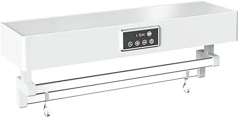 QL Toallero Eléctrico Inteligente con Desinfección UV y Secado Rápido 500W,Calentador de Toallas 60CM,Seca Toallas para Baño y Cocina,Blanco  