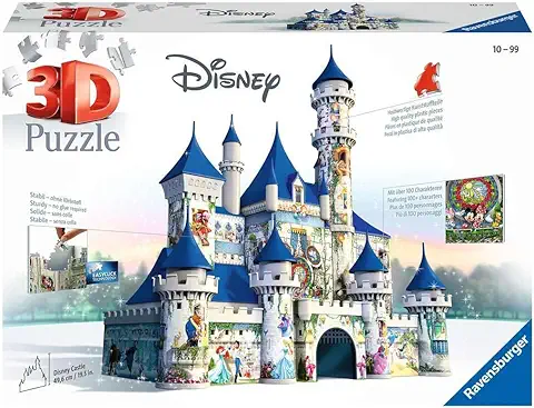 Ravensburger 3D Puzzle 12587 - Disney Castle - Rompecabezas 3D para Adultos y Niños a Partir de 10 Años, Mercancía de Disney, con 216 Piezas de Rompecabezas Numeradas (312 Piezas)  