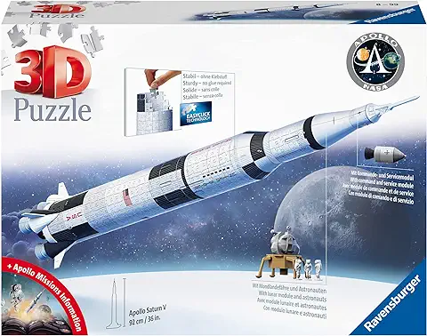Ravensburger - 3D Puzzle Apollo Saturn V Rocket, 440 Piezas  