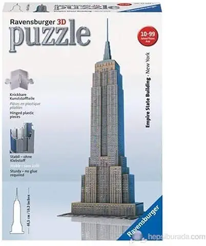 Ravensburger - 3D Puzzle Empire State Building, USA, Serie Midi Monumentos, 216 Piezas, 10+ Años  