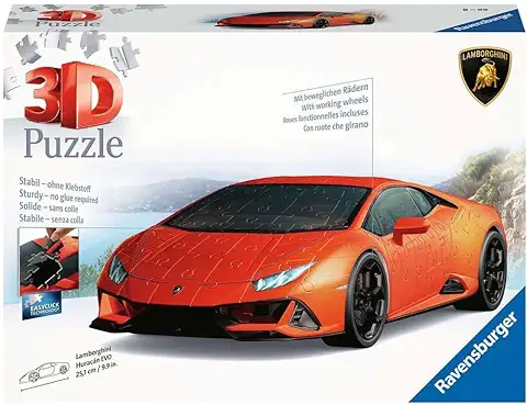 Ravensburger - 3D Puzzle Lamborghini Huracán EVO, Vehiculos, 108 Piezas, 10+ Años  