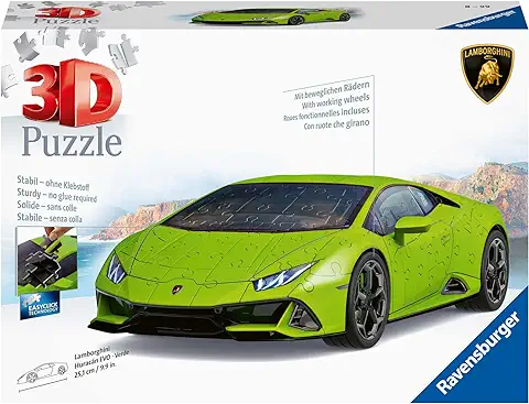 Ravensburger - 3D Puzzle Lamborghini Huracán EVO Verde, Vehiculos, 108 Piezas, 10+ Años  