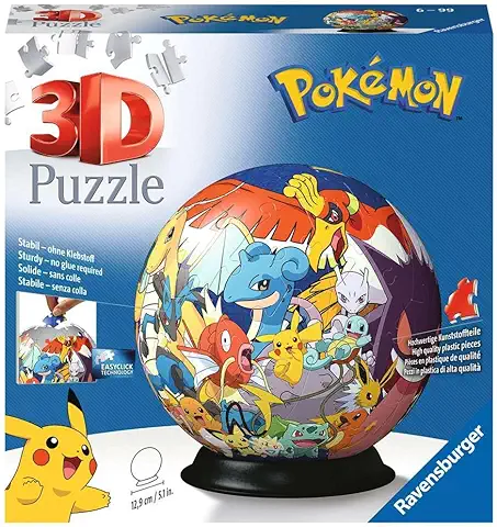 Ravensburger - 3D Puzzle Pokemon, Puzzle Ball, 73 Piezas, 6+ Años  