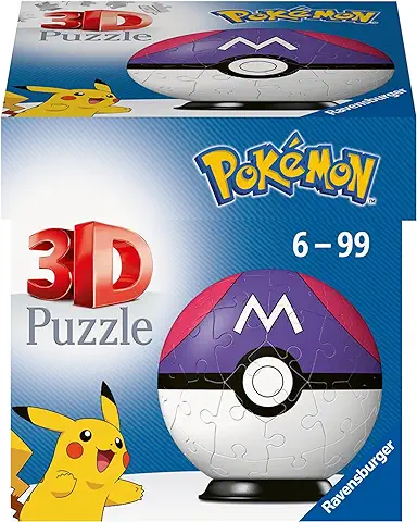 Ravensburger - 3D Puzzle Pokémon Masterball Morada, 55 Piezas, 6+ Años  