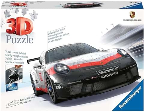 Ravensburger - 3D Puzzle Porsche 911 GT3 Cup , Vehiculos, 108 Piezas, 10+ Años  