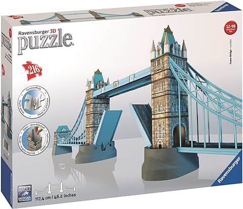 Ravensburger - 3D Puzzle Tower Bridge, Londres, Serie Maxi, 216 Piezas, 10+ Años  