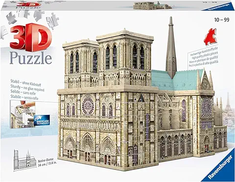 Ravensburger- Puzle 3D 324 Piezas Notre-Dame de Paris Puzzle, Color Néant, 34,2x16,4x25,8cm (12523)  