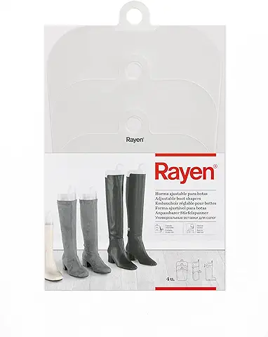 Rayen Horma Ajustable para Botas | Tamaño Recortable | Fácil de Extraer | Pack 4 Unidades | 26 x 44 cm, Polipropileno, Traslúcido, S 27,5xM 36, L 44 x26 cm  