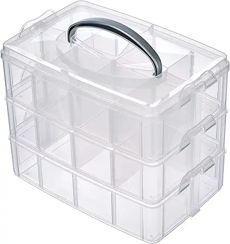 Rayher Caja Clasificadora con asa, Surtido, 3 Compartimentos, 23,1x15,6x18,5cm  