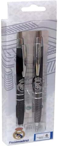 REAL MADRID CF - Set de Bolígrafo y Rollerball de Metal, Producto Oficial (CyP Brands)  