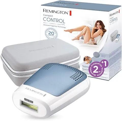 Remington Depiladora Luz Pulsada Compact Control - Depiladora IPL, 350.000 Disparos, 5 Niveles Intensidad, Blanco y Azul - IPL3500  