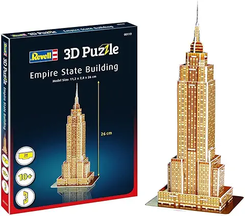 Revell 3D Puzzle- Empire State Building, el Rascacielos, un hito de Nueva York Descubre el Mundo en 3D, Diversión para Jóvenes y Mayores, Color Coloreado (119)  
