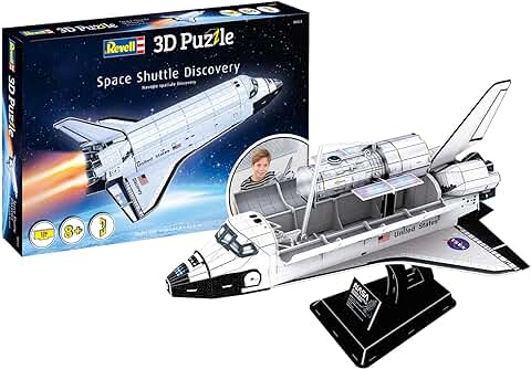 Revell Puzzle 3D I Space Shuttle Discovery I Para Entusiastas del Espacio, 126 Piezas para Niños, Adultos, Niños y Niñas a Partir de 8 Años, Incluye Soporte, Diversión de Construcción e idea de  