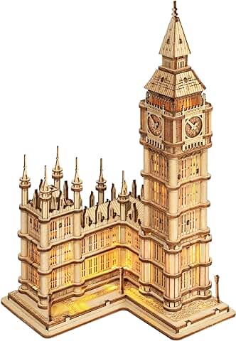 ROBOTIME 3D Puzzle Big Ben Kits De Modelos De Madera para Adultos Rompecabezas Maquetas De Corte Láser Kits De Manualidades De Construcción Los Mejores Regalos De Cumpleaños  