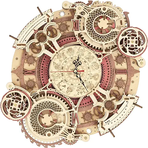 ROKR Rompecabezas Puzzles 3D Zodíaco Pared Reloj para Adultos Niños Mayores de 14 Años Maquetas de Madera para Construir Regalos de Decoración Retro 168 Teilen, Zodiac Wall Clock  
