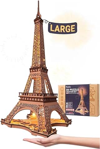 Rolife Torre Eiffel con Luz Modelo Kits-Puzzle 3D Maquetas para Construir Montar Adultos -Arquitectura Kits de Construcción(TGL01)  