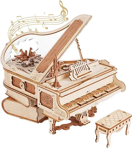 RoWood Rompecabezas de Madera 3D Magic Piano Music Box Gear Drive | Kits de Construcción de Modelos Mecánicos de Madera para Adultos y Adolescentes para Construir | Cumpleaños Creativos  