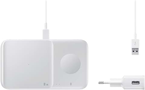 SAMSUNG EP-P4300TWEGEU - Cargador Wireless Duo con Cable, Color Blanco  