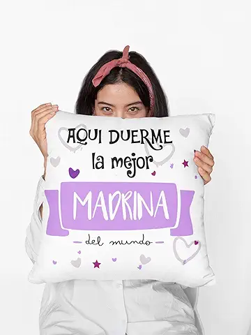 SAQUITOMAGICO Cojin Regalo para el Familiar Que mas Quieres.Regalos Originales y Divertidos para Decoración y Dormir Muy Comodo!!! (Madrina)  