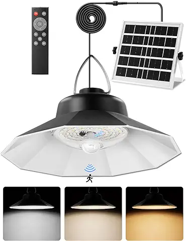 Sararoom 98 LEDs Lámpara Colgante Solar 3 Colores Luz Colgante Solares Exterior, IP65 Impermeable Luz Solar con Sensor de Movimiento - Lámpara de Techo LED Solares Candelabro Vintage para Patio Jardín  