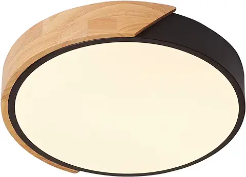 Schindora Plafón LED 24W Blanco cálido 3000K 1600LM, Plafón LED moderno redondo de madera interior Ø30cm para Salón Pasillo Hogar Oficina Porche