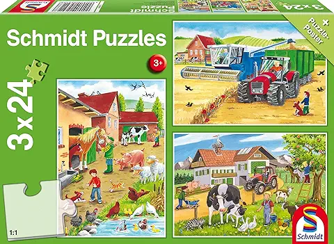 Schmidt Spiele Puzzle 56216, Color Verde, Auf Dem Bauernhof, 3x24 Teile  