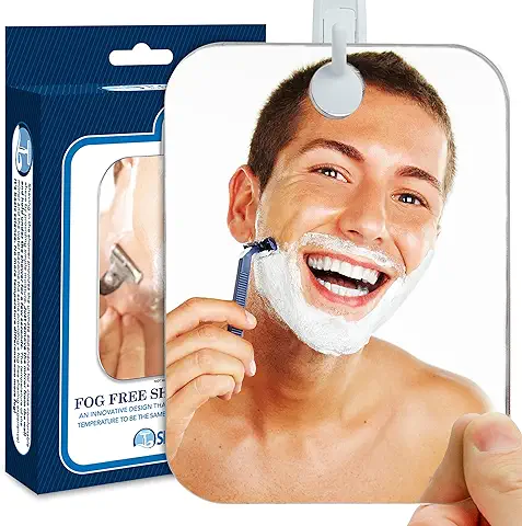 Shave Well Espejo Baño de Lujo Antivaho – Espejo Maquillaje y Afeitado – Grande – Espejo Ducha con Gancho Adhesivo Extraíble – Espejo Antivaho Sin Marco, Portátil, Ideal para Viajes – Irrompible  