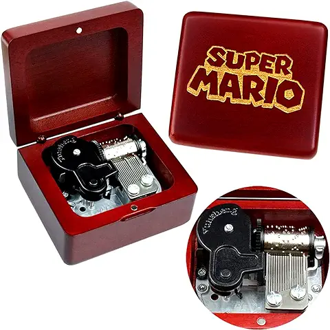 Sinzyo Caja de Música de Madera Navidad San Valentín Cumpleaños Regalo (Super Mario Theme -Caja Roja)  