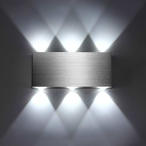 SISVIV 6W Apliques de Pared LED Interior Lámpara de Pared Moderna Aluminio Cuadrado Luz Blanca Fría para dormitorio Sala de Estar Pasillo