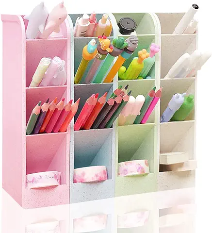 SITAKE - Organizador para Bolígrafos, 4 Colores, Organizador y Almacenamiento de Lápices, Organizador de Escritorio Pequeño y Accesorios, Papelería Bonita para Estudiantes (4 Colores Pequeños)  