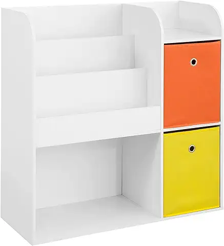 SoBuy KMB37-W Organizador de Juguetes Estantería Infantil con Cajas de Colores Estantería de Almacenamiento Multifuncional con 2 Cajas 89 x 35 x 88 cm ES  