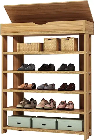 SogesHome Shoe Racks 75x 24 x 94 cm 5 Tiers with Drawers Organizadores de Zapatos de Madera Organizador de Zapatos, L24-TK-SH  