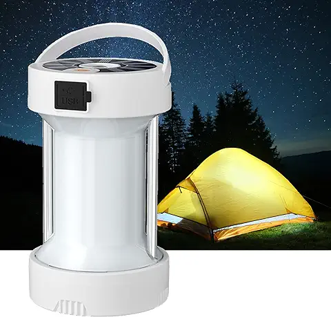 Solar Lámpara Camping Recargable, Ovker Tipo C Linterna LED Portátil Magnético con Luz Roja, 4 Modos Illuminación Luz para Tienda Camping Exteriores Emergencia Jardín Pesca Barbacoa(blanco)  